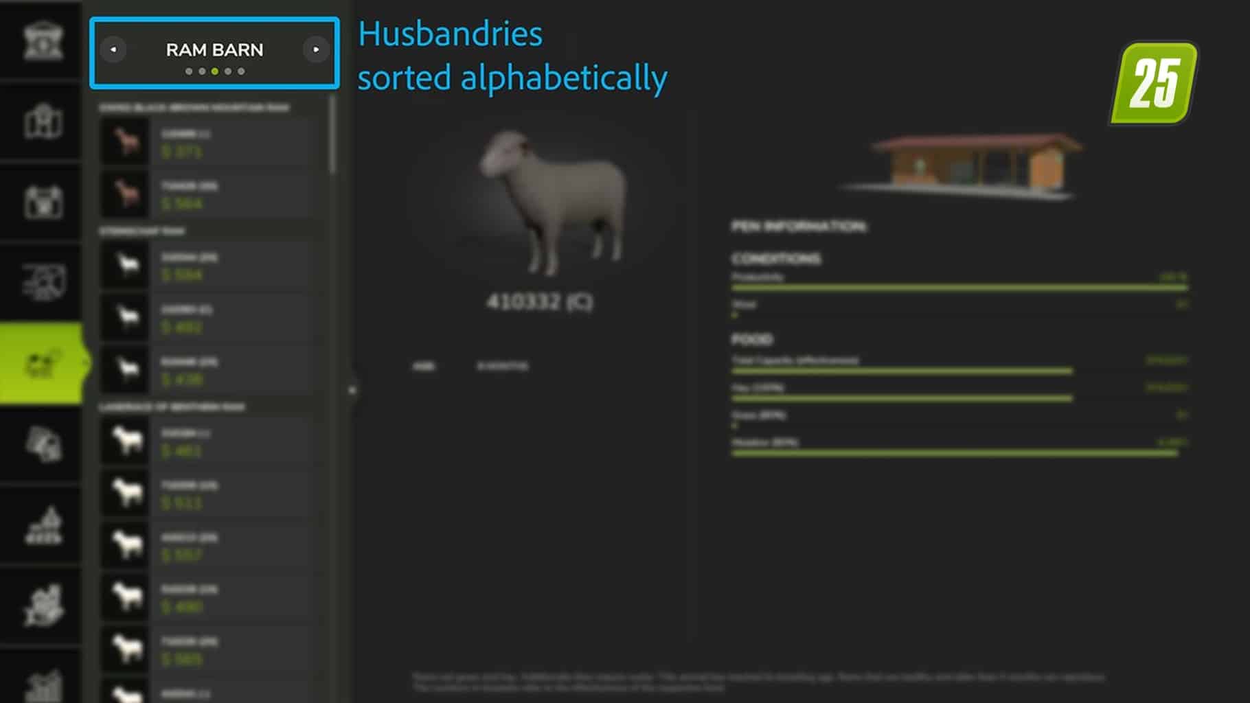 Sortieren Sie die Tierhaltung alphabetisch